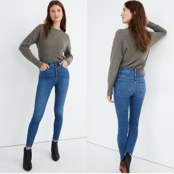 MADEWELL 10” High Rise Skinny Jeans Blue with Button Fly - Picture 2 of 14